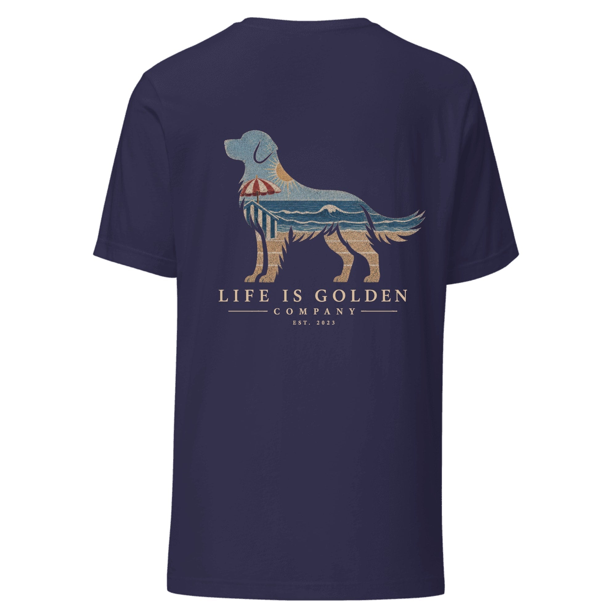 The Beach Day Golden Tee — Heather Midnight Navy