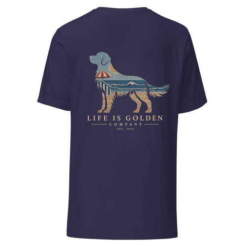 The Beach Day Golden Tee — Heather Midnight Navy
