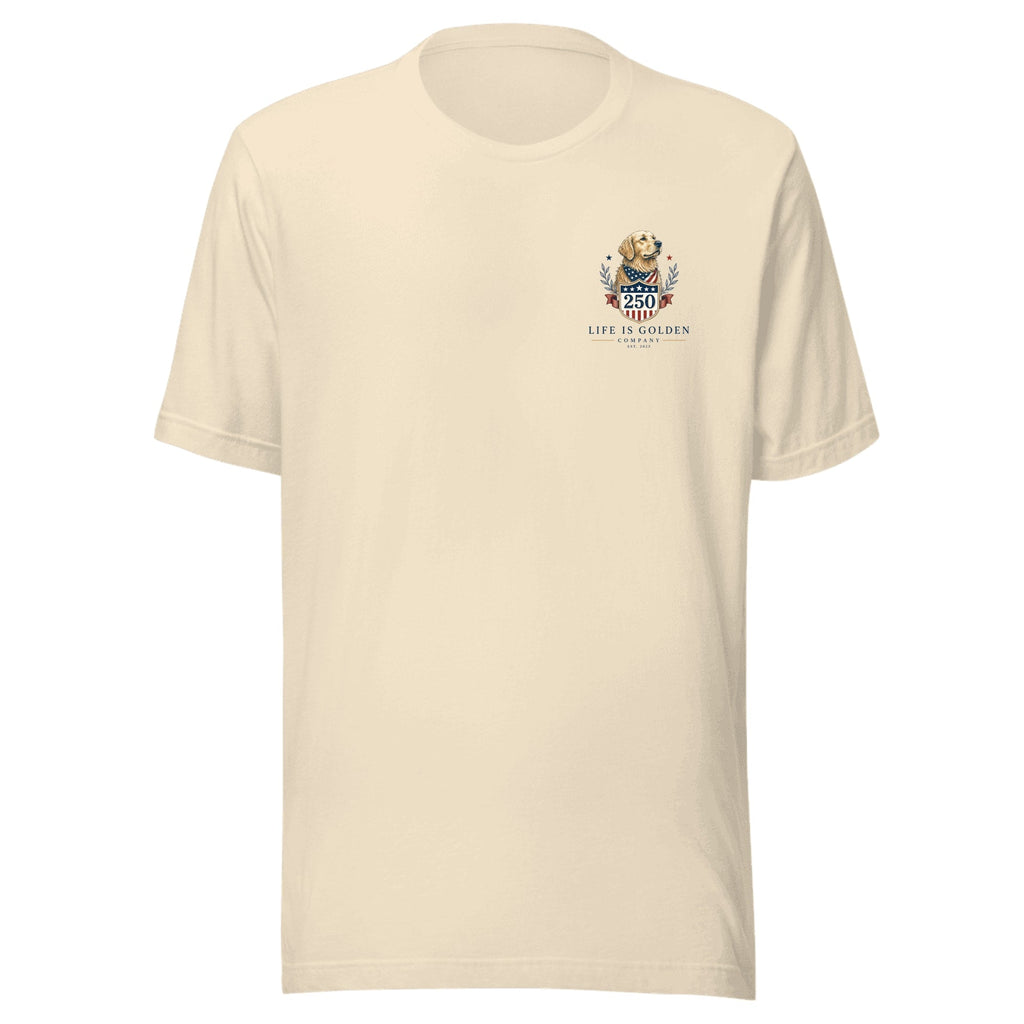 The Semiquincentennial Tee — Heather Natural (front)