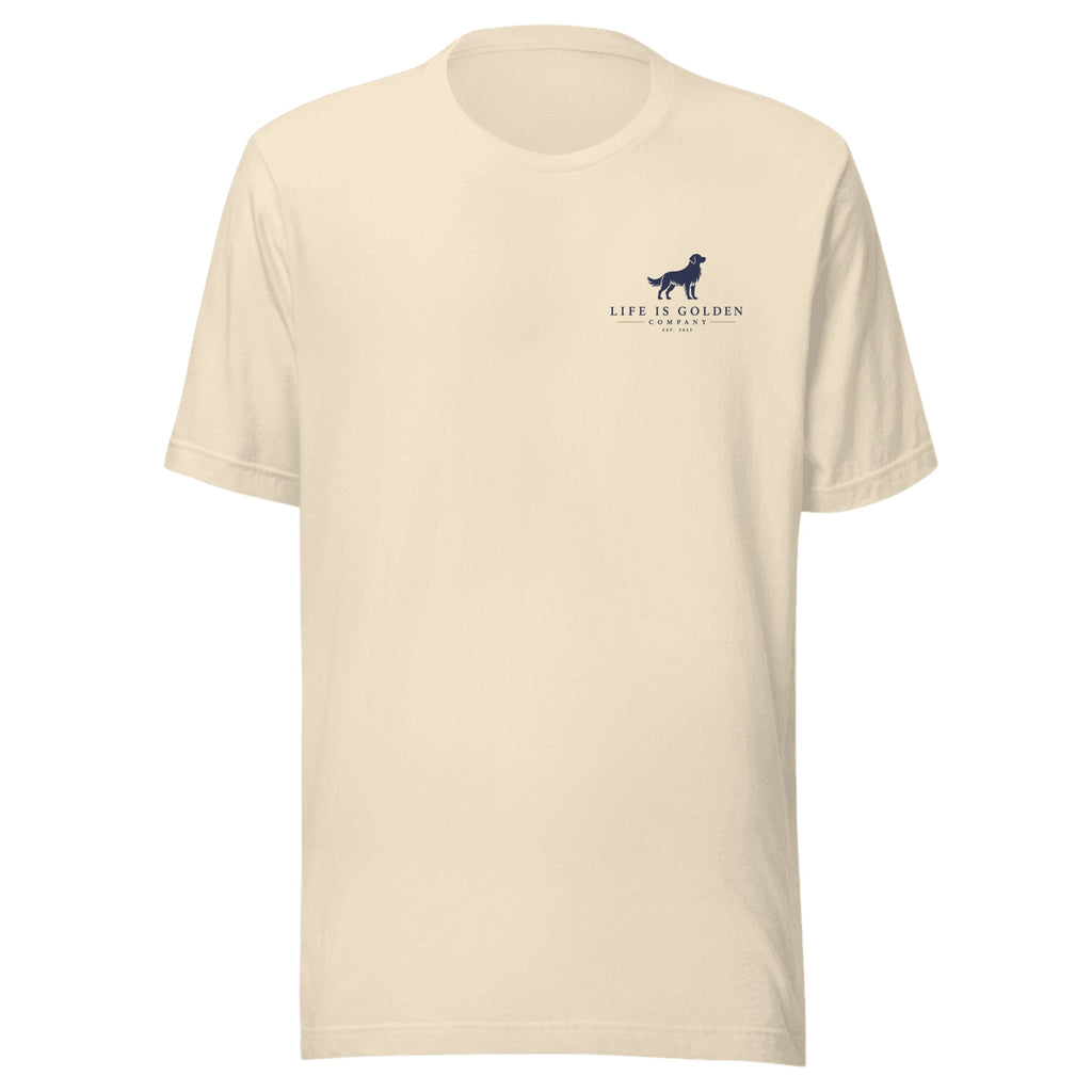 Red, White & English Cream Tee — Heather Natural (front)