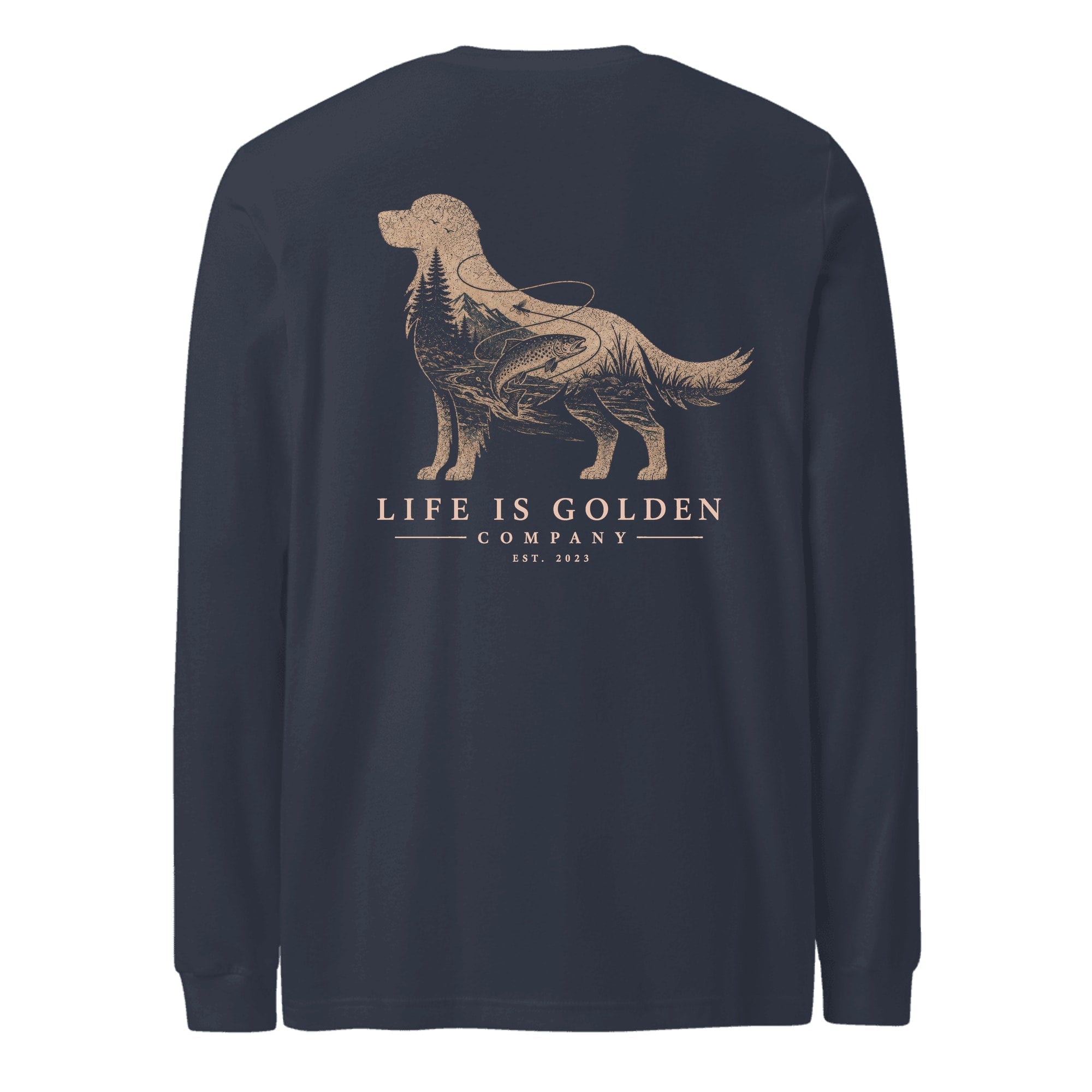 The Riverbend Golden Long Sleeve — Heather Navy