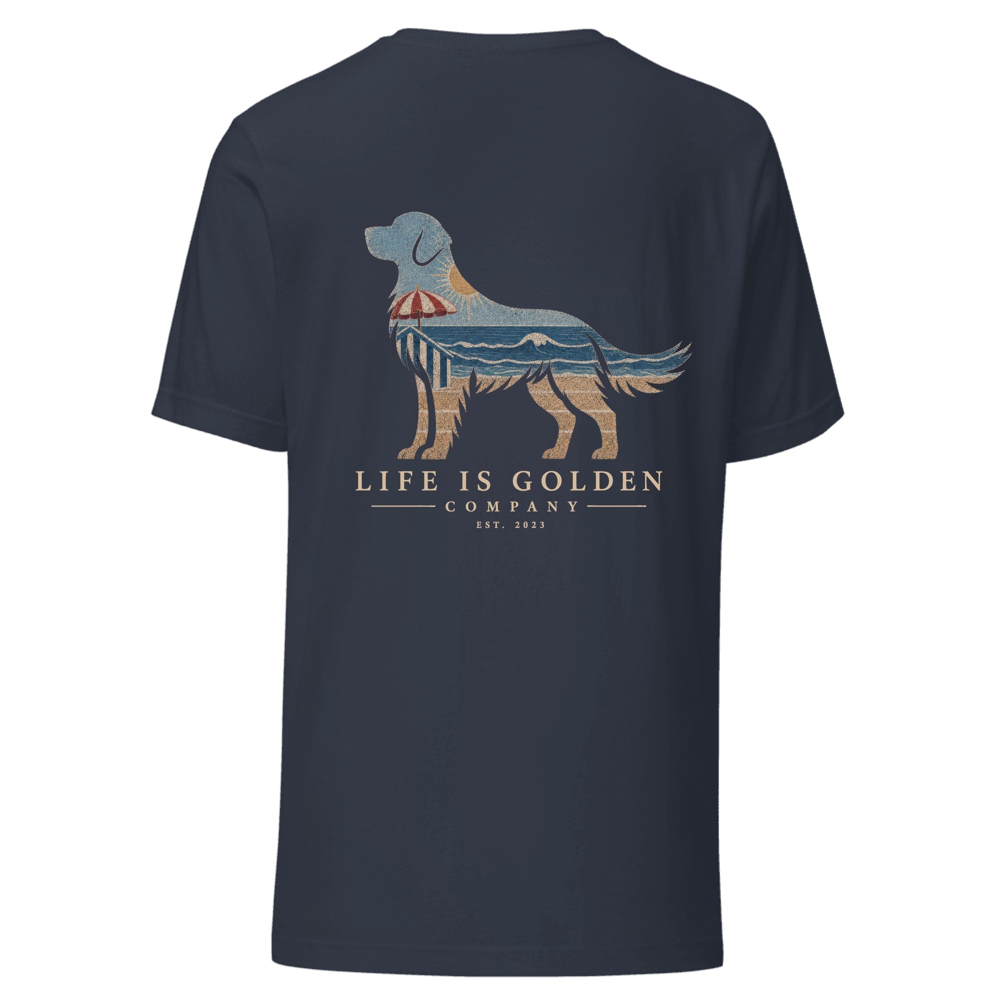 The Beach Day Golden Tee — Heather Navy
