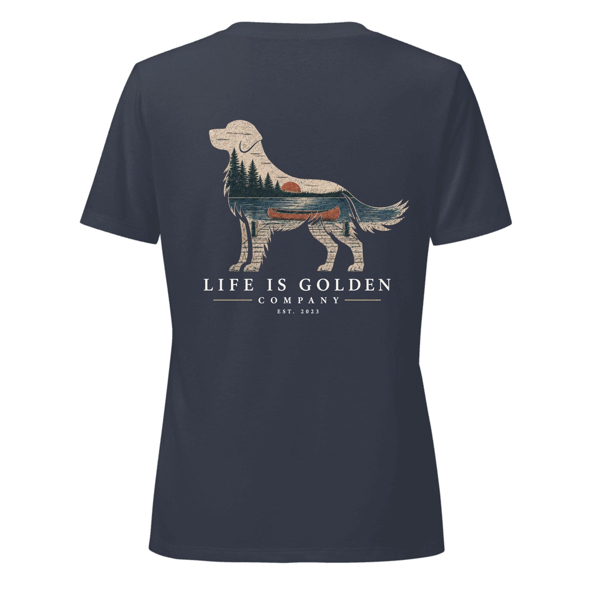 The Still Water Golden Women's V-Neck — Heather Navy