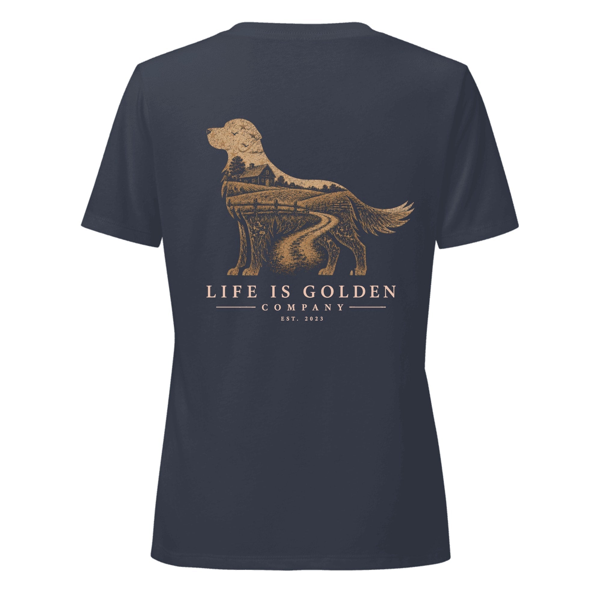 The Homestead Golden Women's V-Neck — Heather Navy