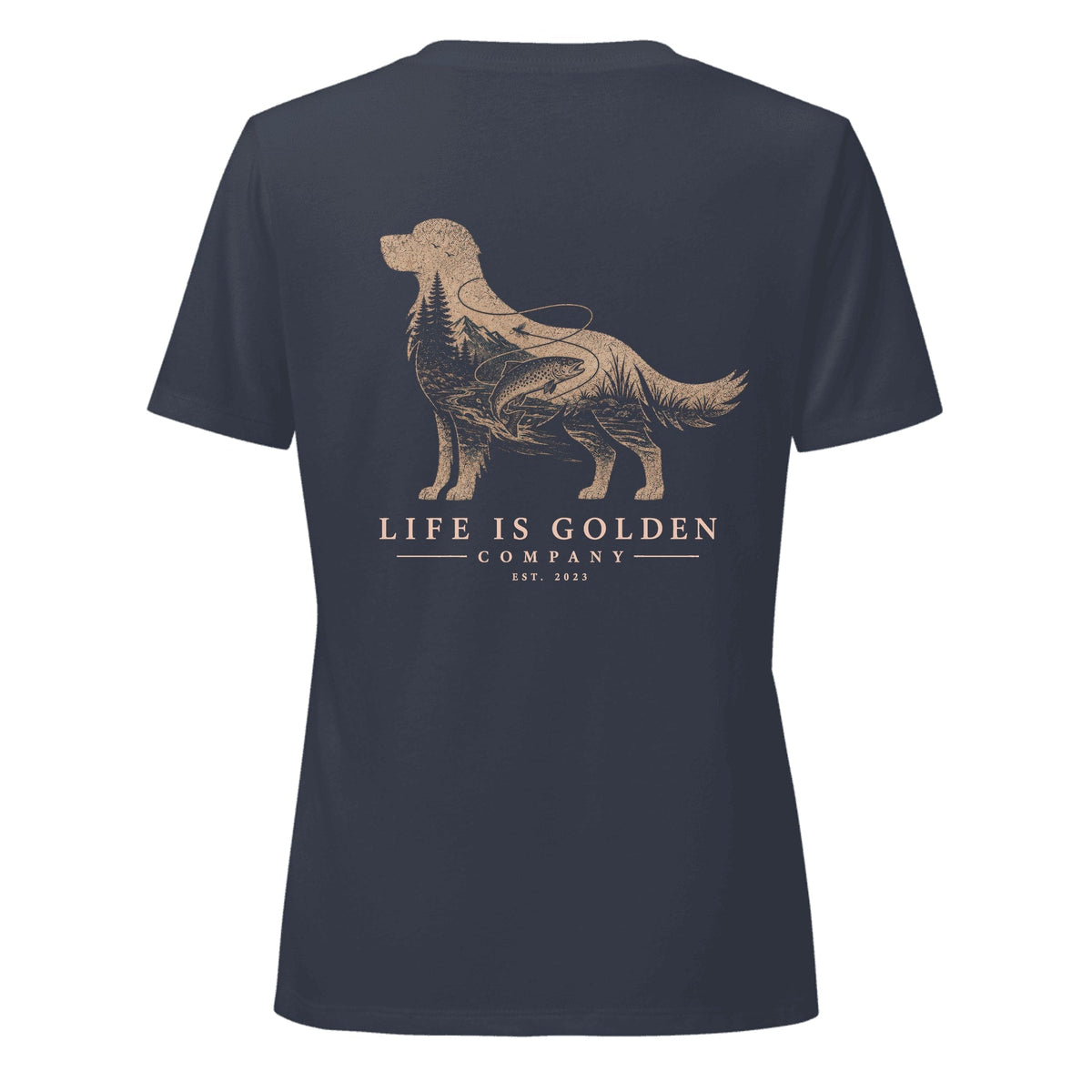 The Riverbend Golden Women's V-Neck — Heather Navy