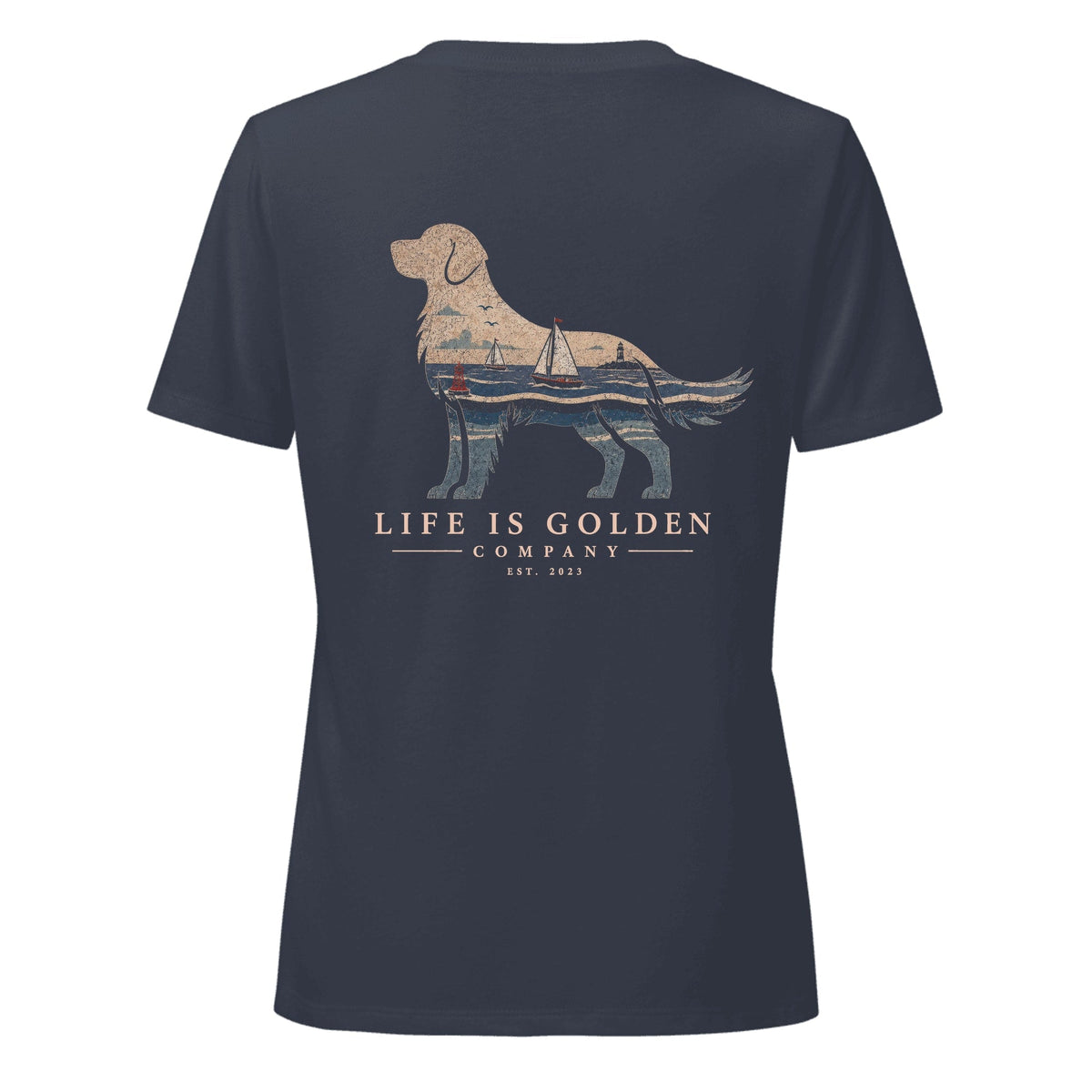 The Harborside Golden Women's V-Neck — Heather Navy