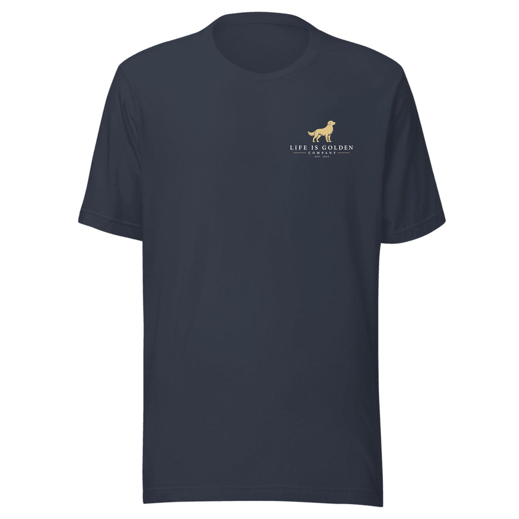 The Watering Hole Tee — Heather Navy (front)