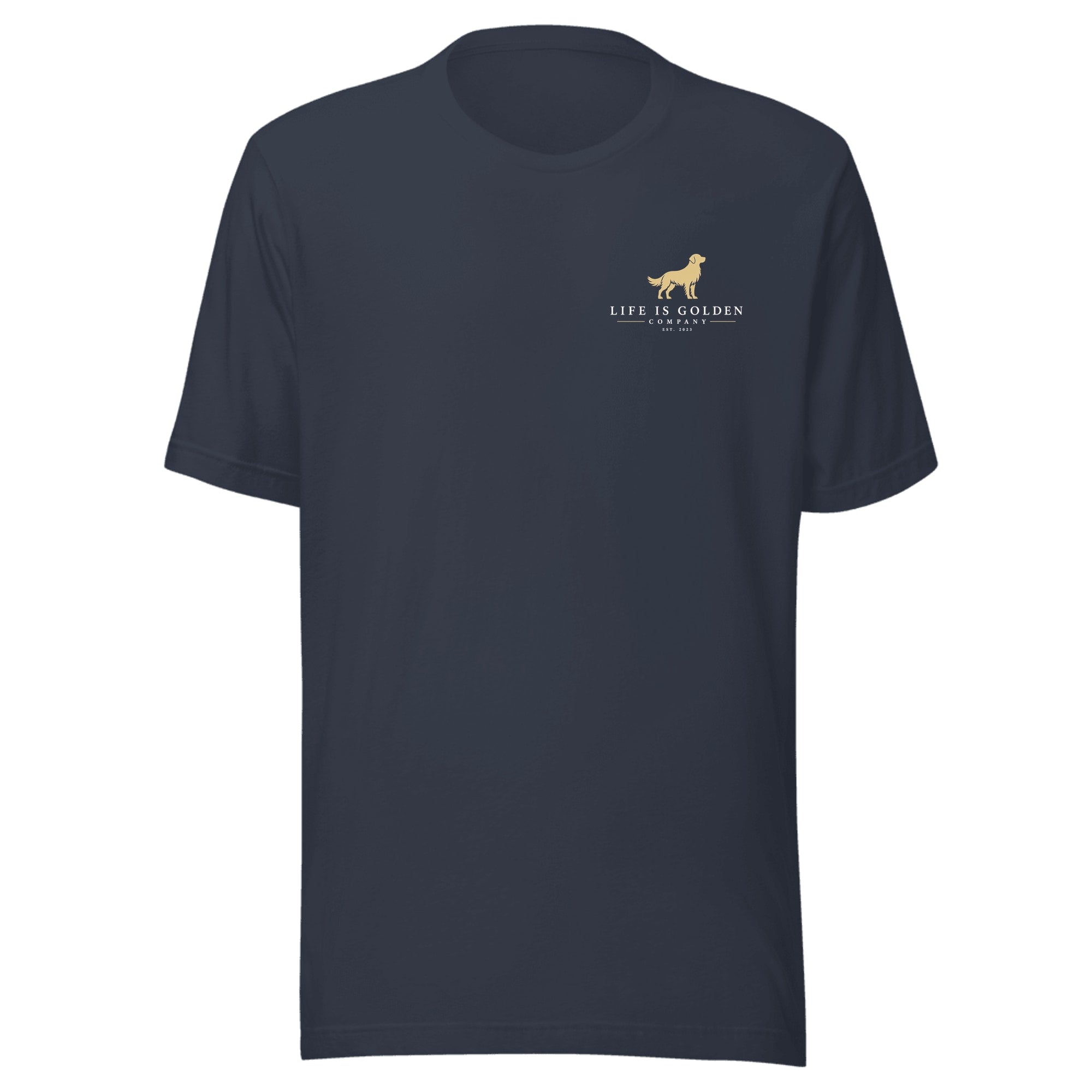 The Watering Hole Tee — Heather Navy (front)