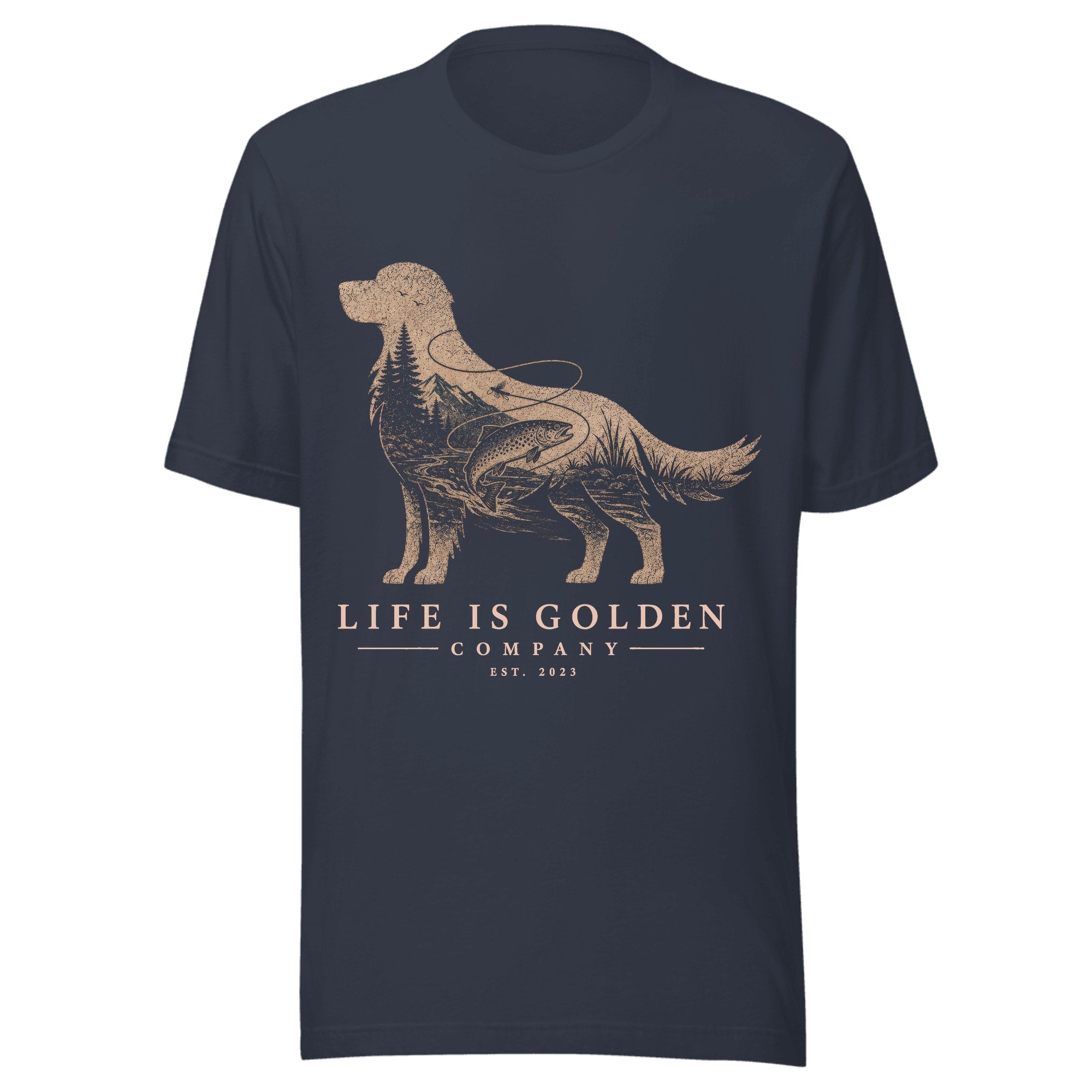 The Riverbend Golden Tee — Heather Navy
