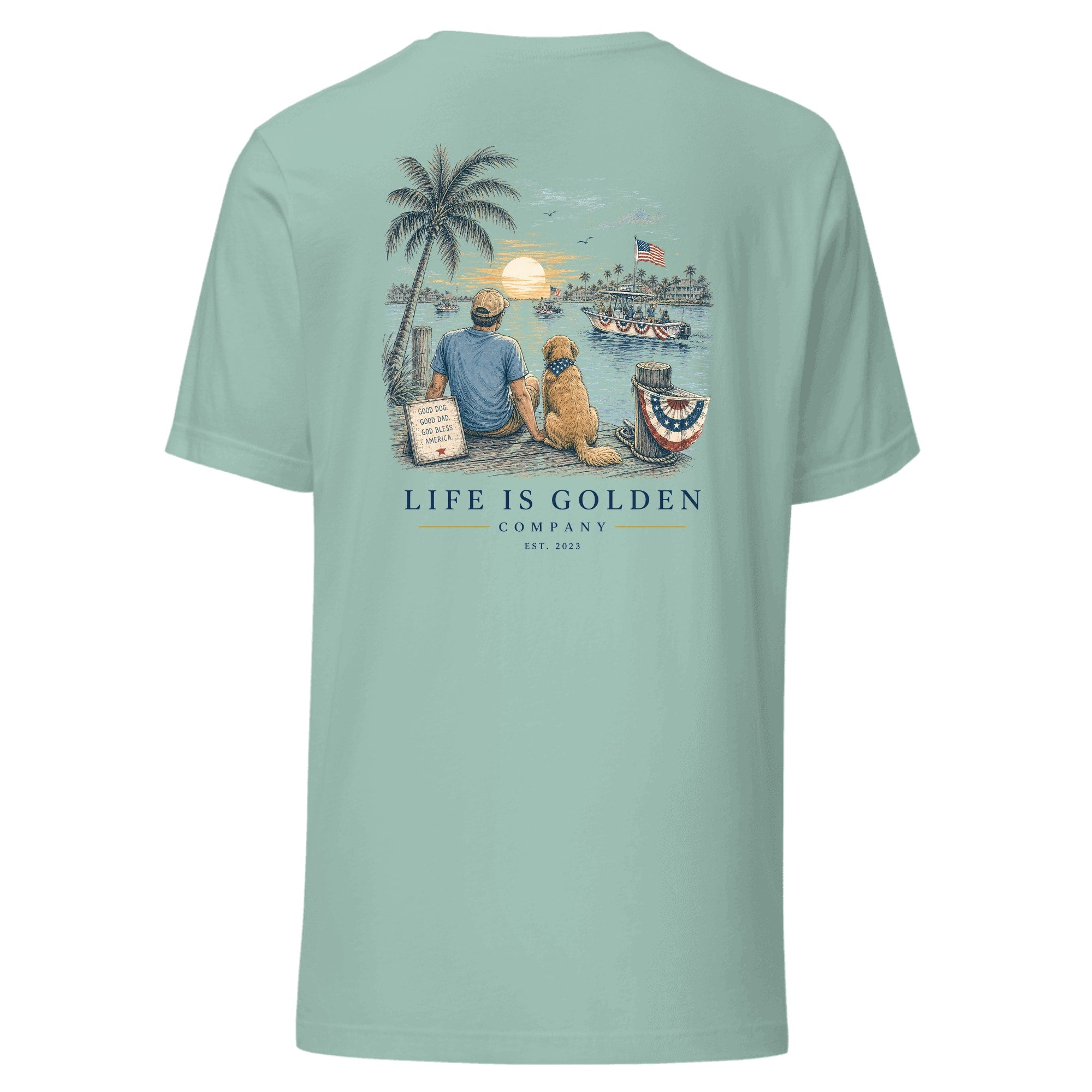 The Dock Parade Tee — Heather Prism Dusty Blue