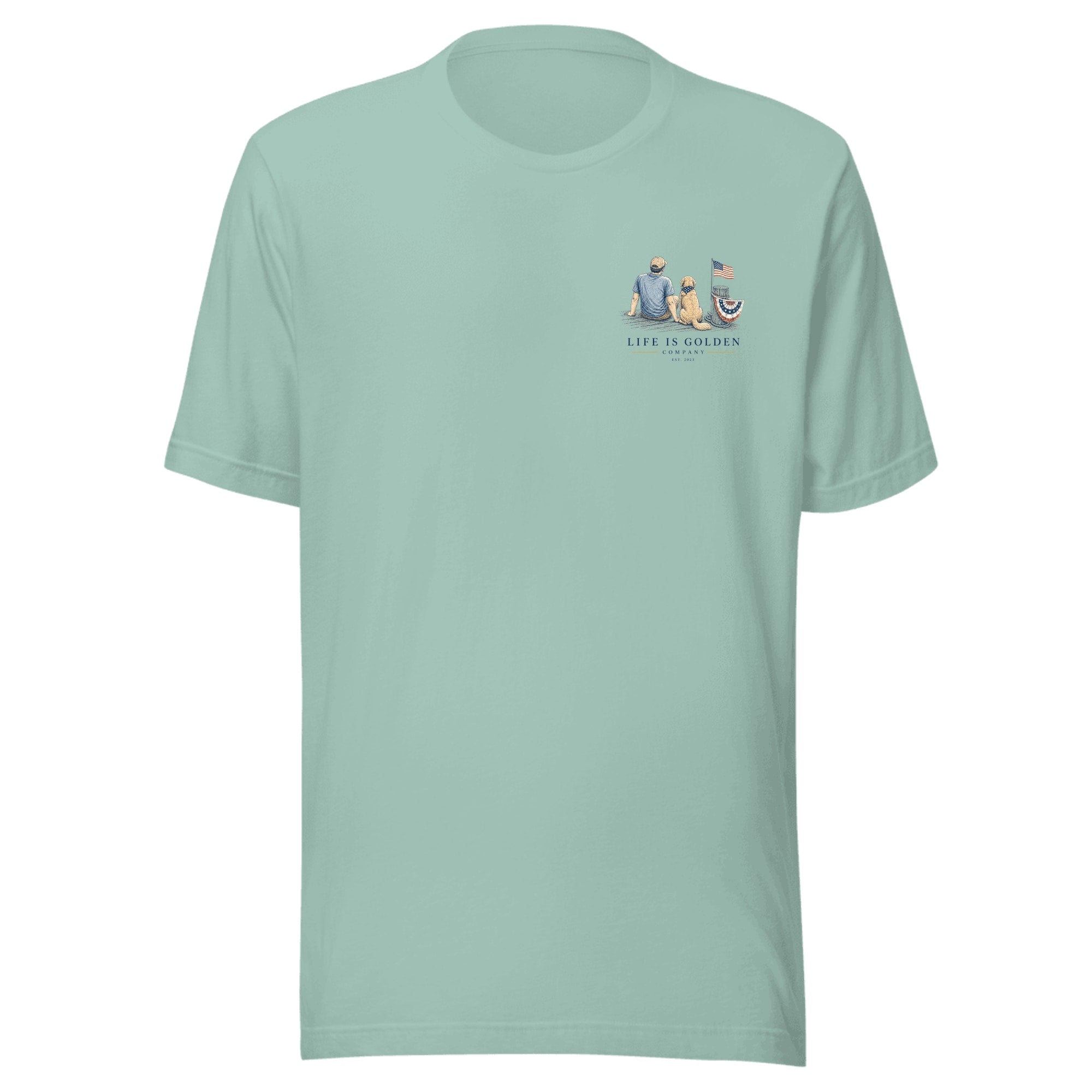 The Dock Parade Tee — Heather Prism Dusty Blue (front)