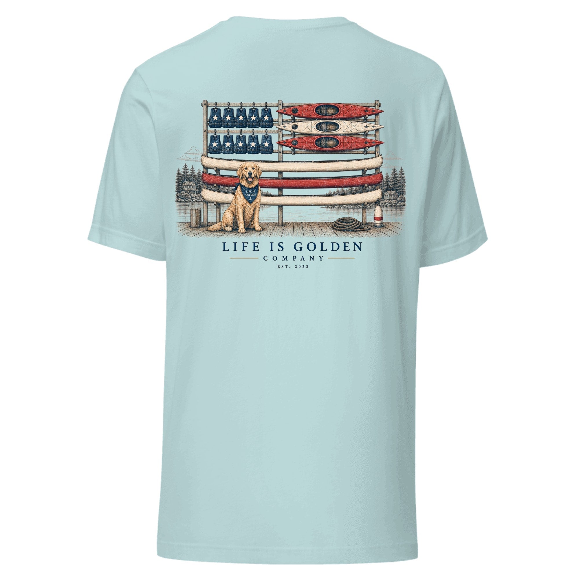 The Boathouse Flag Tee — Heather Prism Ice Blue