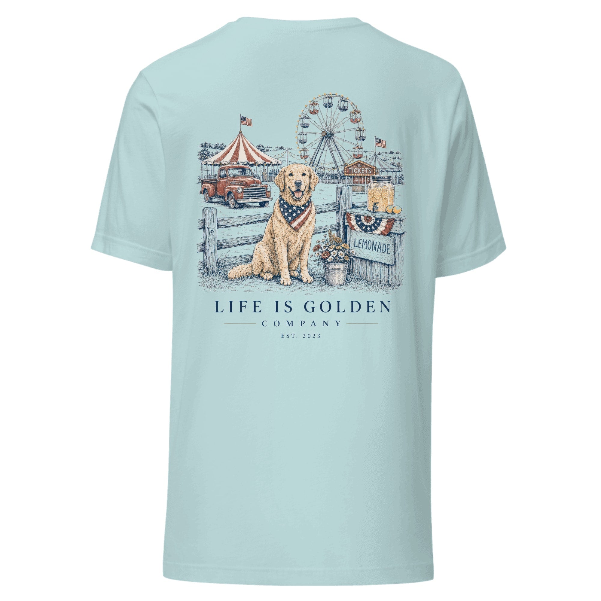 The Fairground Tee — Heather Prism Ice Blue