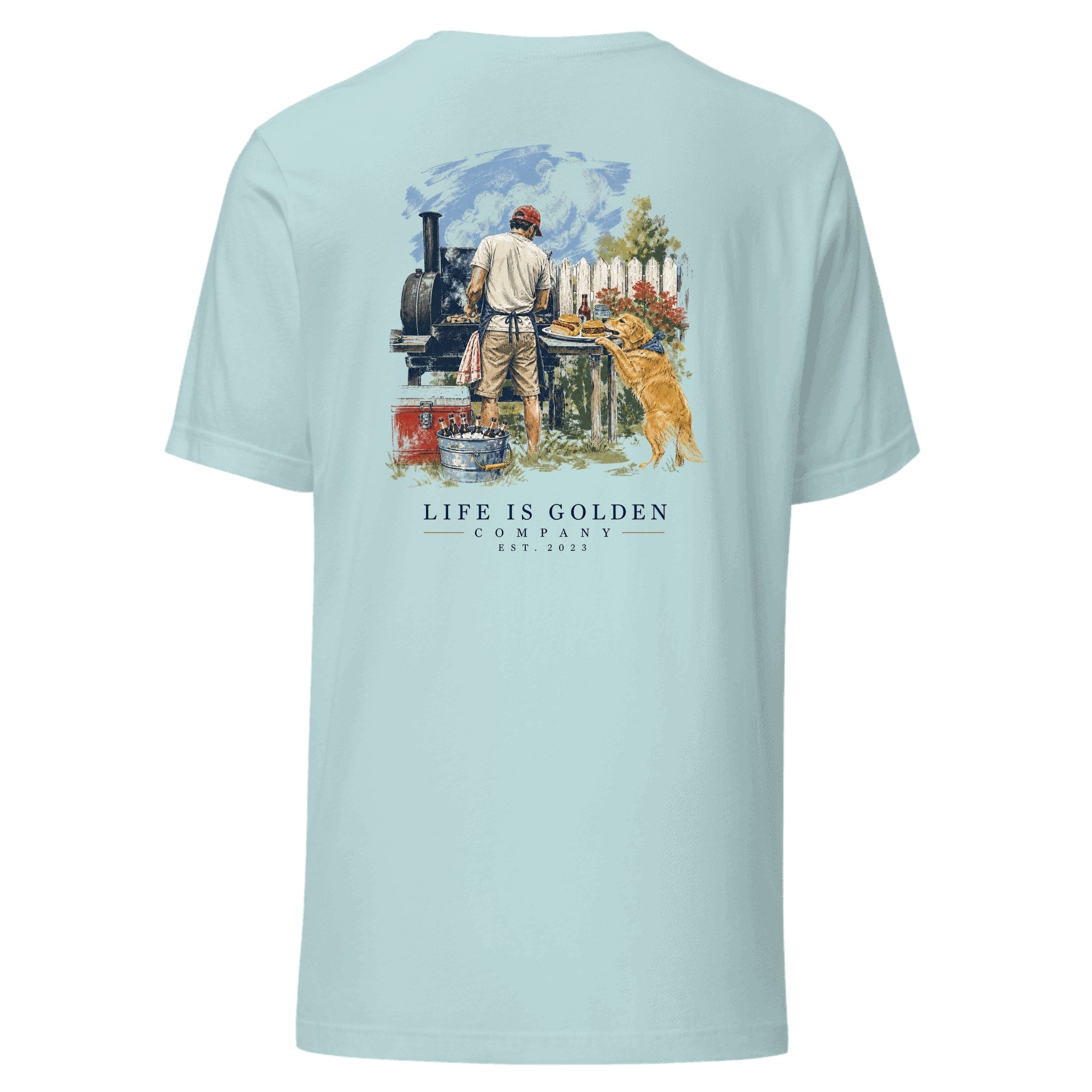 The Pitmaster Tee — Heather Prism Ice Blue
