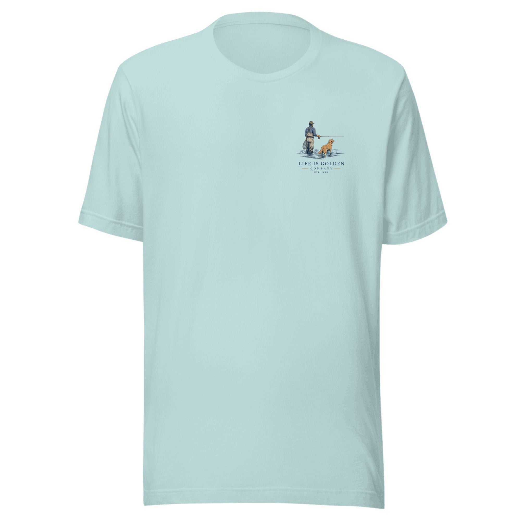 The Morning Drift Tee — Heather Prism Ice Blue (front)