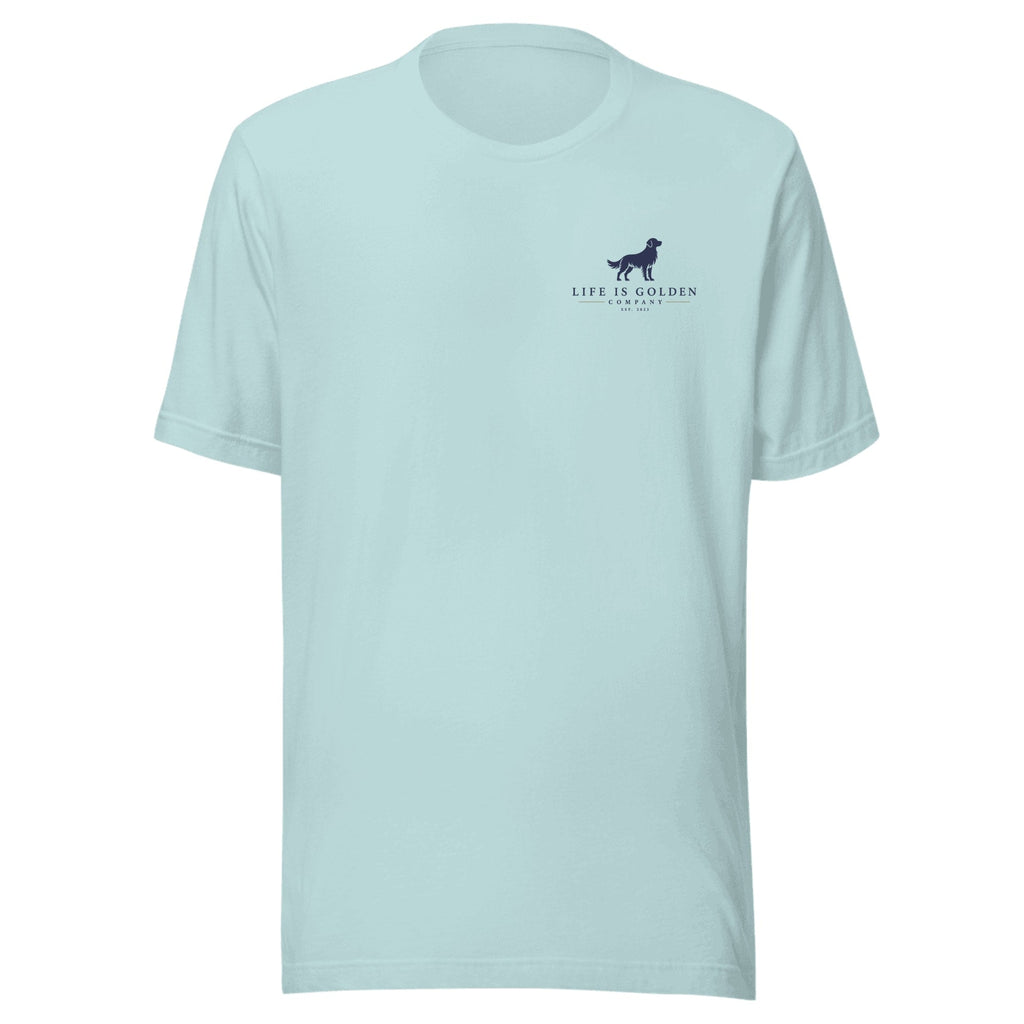 The Fairground Tee — Heather Prism Ice Blue (front)