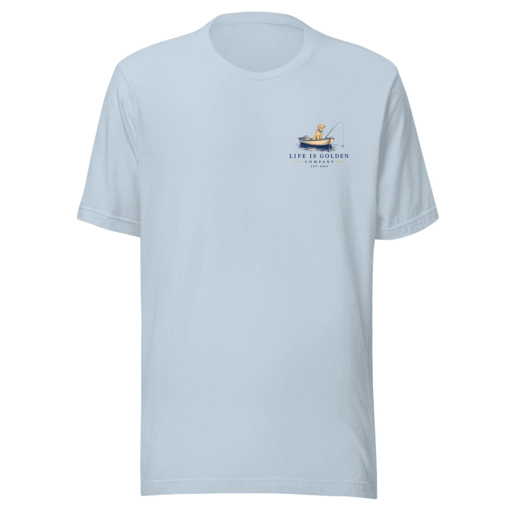 The First Mate Tee — Heather Prism Ice Blue (front)