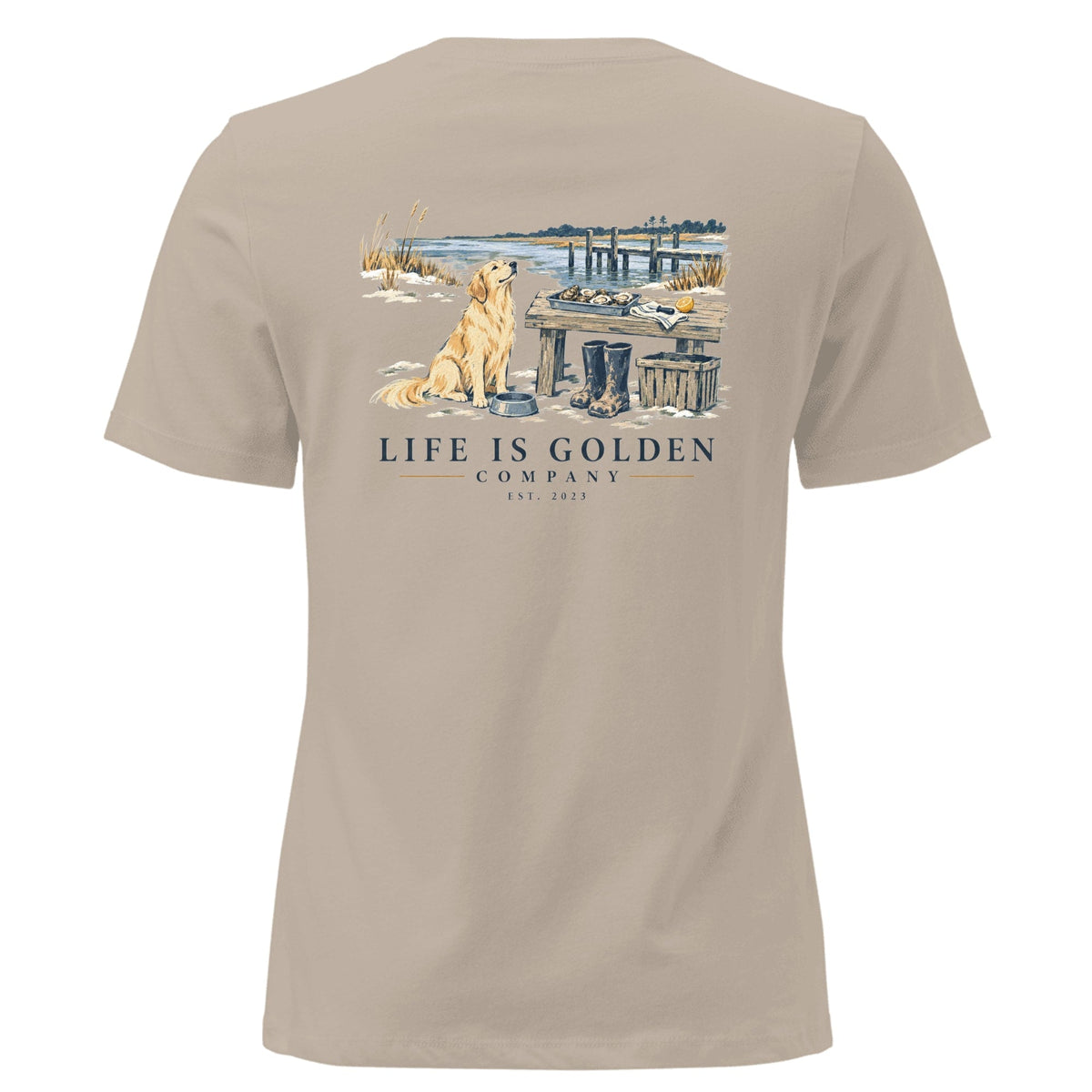 Oyster Shed Lunch Women's Relaxed Tee — Heather Stone
