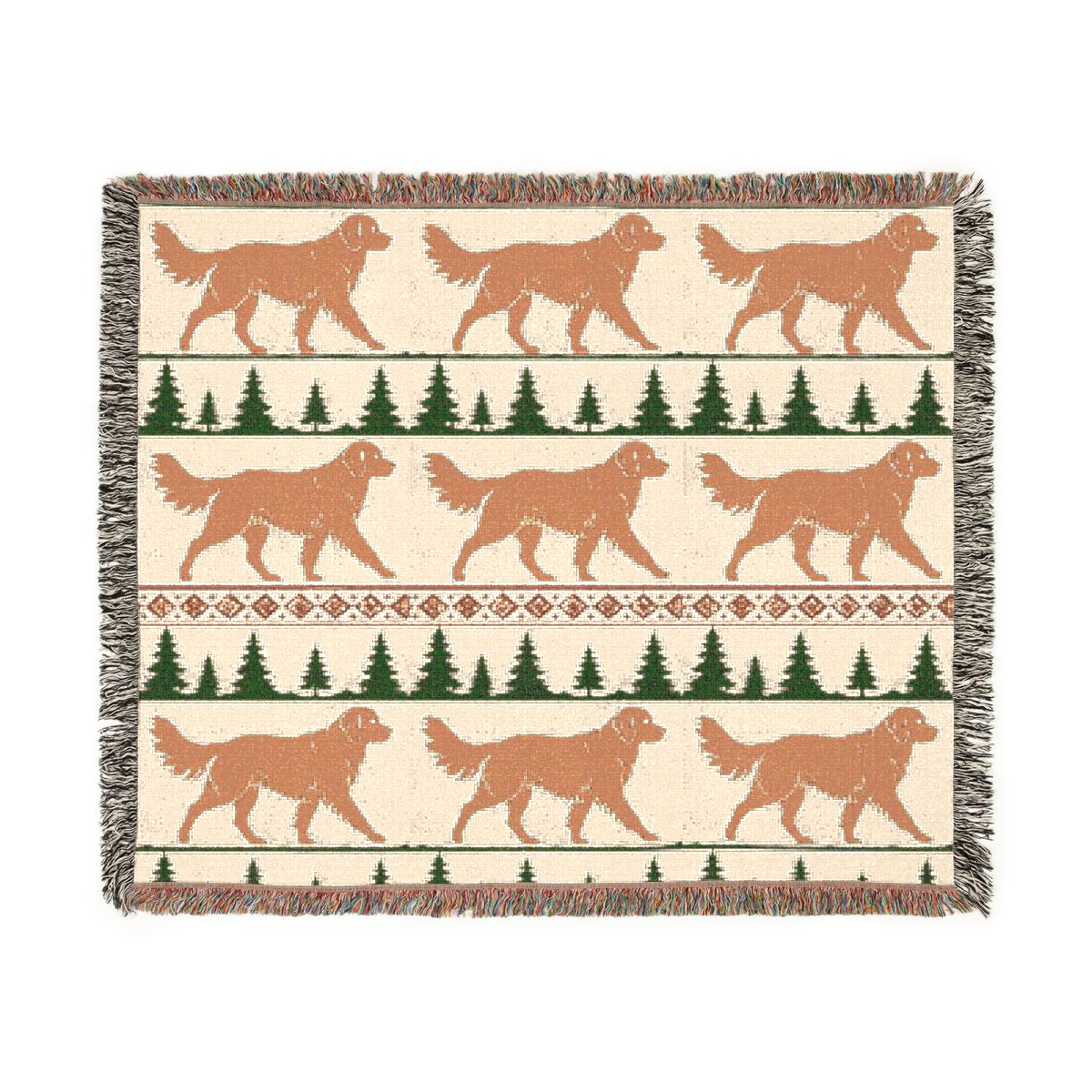 Fireside Goldens original artwork, larger repeat, front — Printify digital mockup