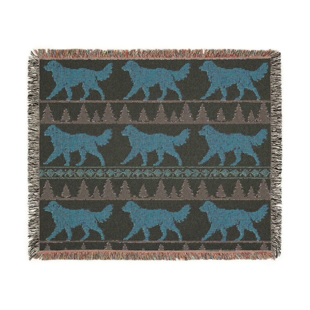 Fireside Goldens original artwork, larger repeat, darker mirrored reverse — Printify digital mockup