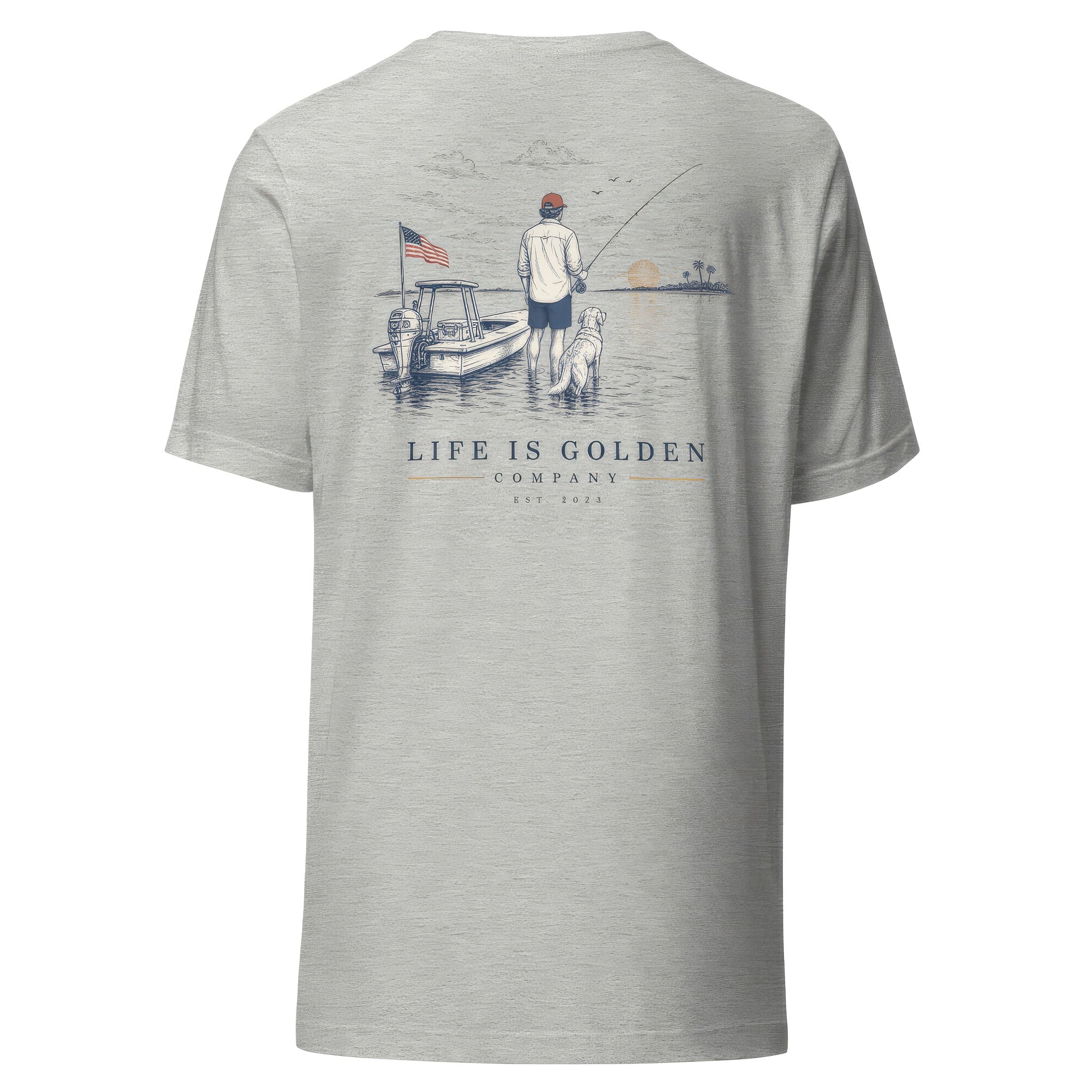 The Last Cast Tee — Athletic Heather, back, ghost