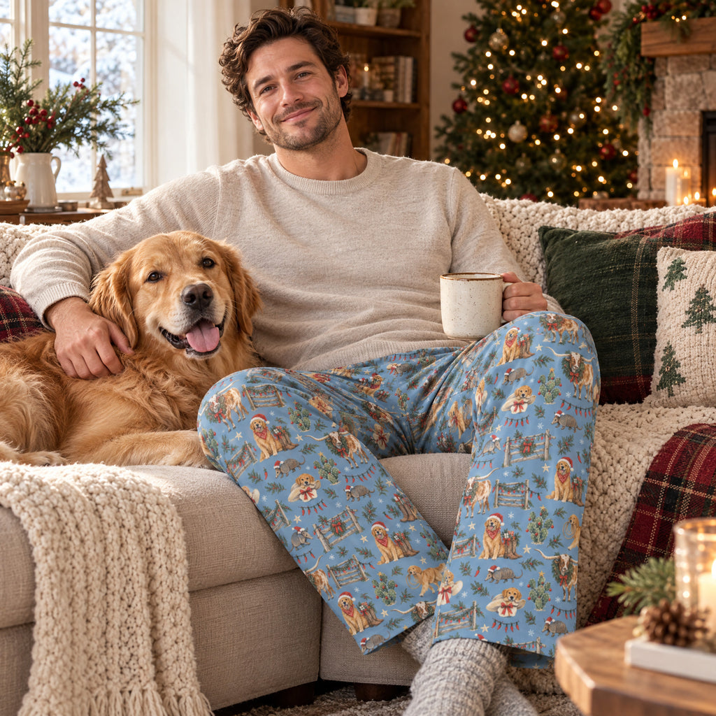 Lone Star Christmas Wide-Leg Pajama Pants — at home