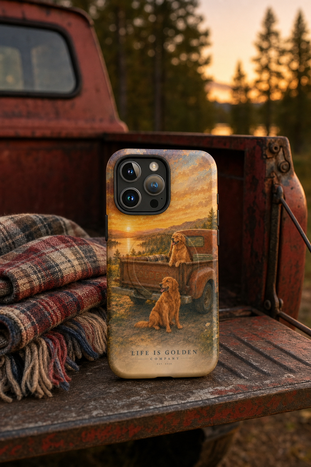 tailgate, blankets, last light