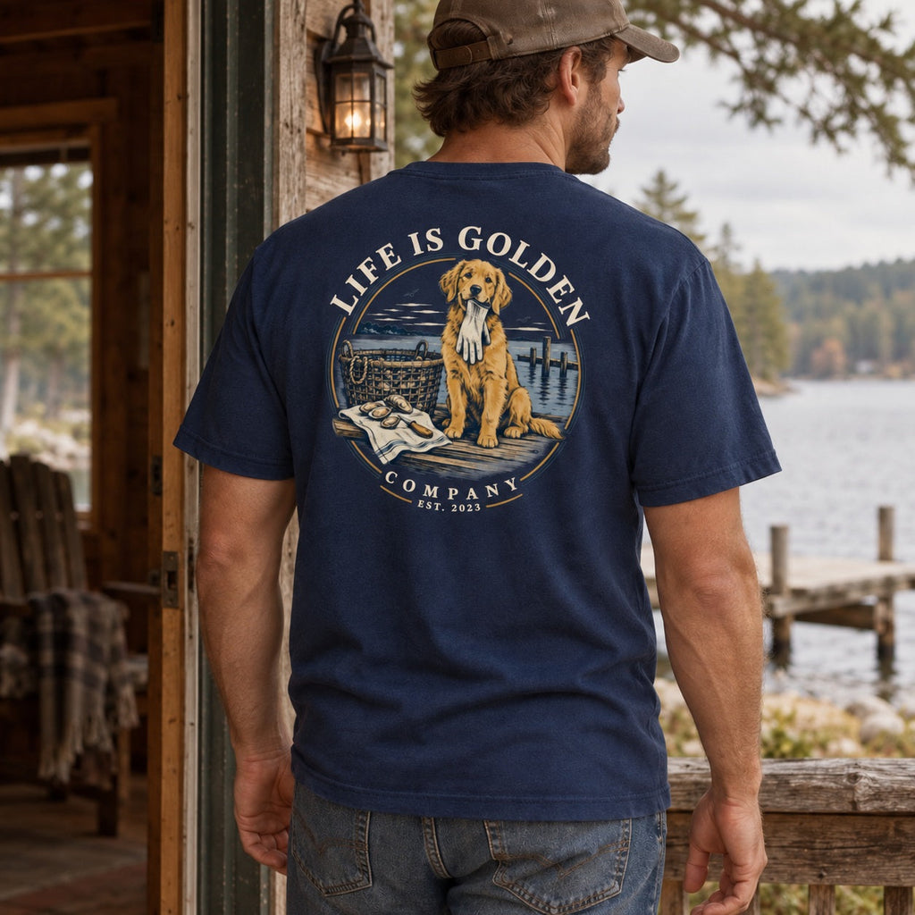 Dockside Delivery Heavyweight Tee — context (revised artwork)