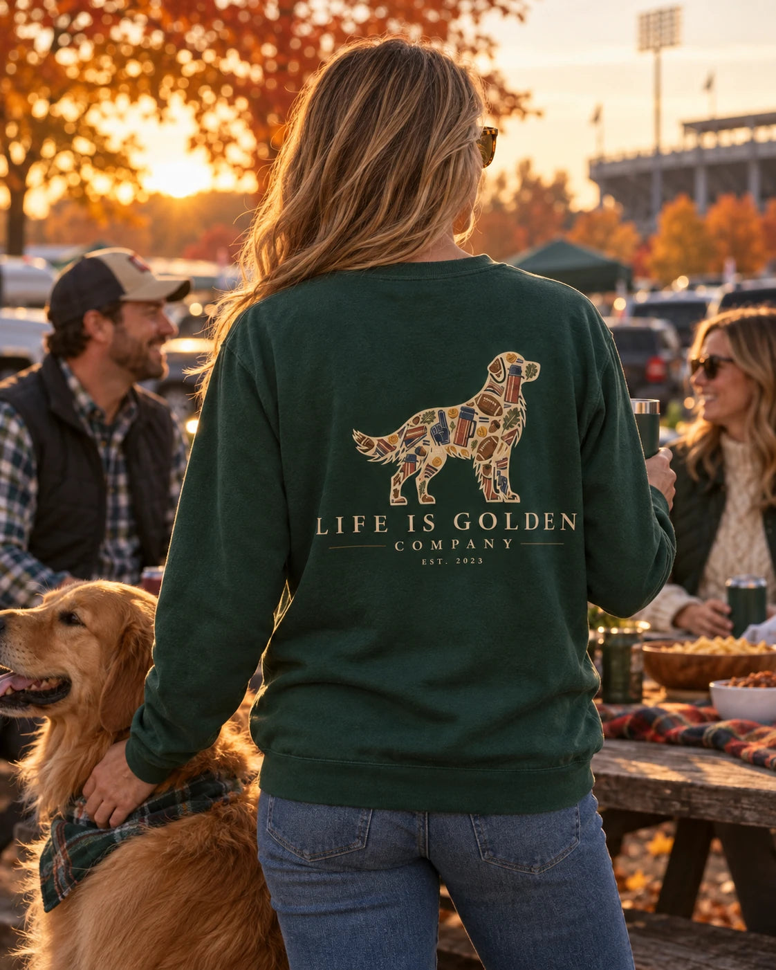 The Tailgate worn at an autumn football game
