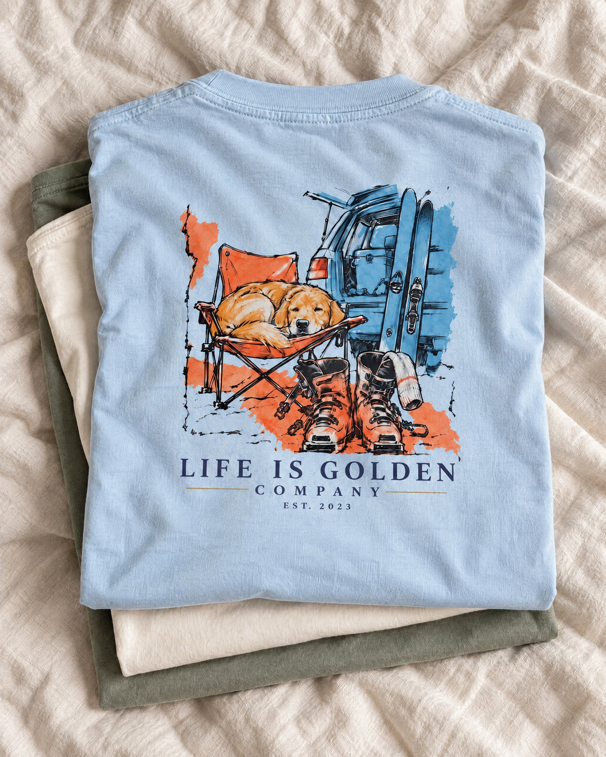 Boots Off Heavyweight Tee — close editorial view showing the artwork on the garment