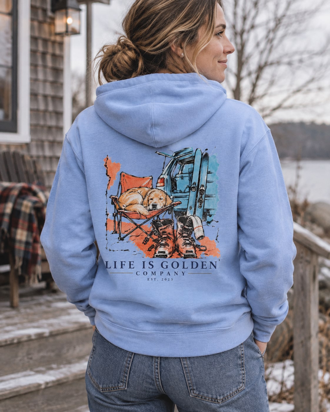 Boots Off Hoodie — close editorial view showing the artwork on the garment