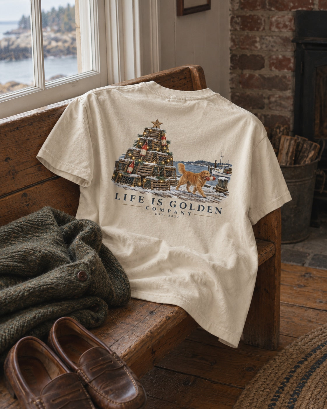 buoy borrower heavyweight tee styled in a candid Life Is Golden heritage lifestyle scene