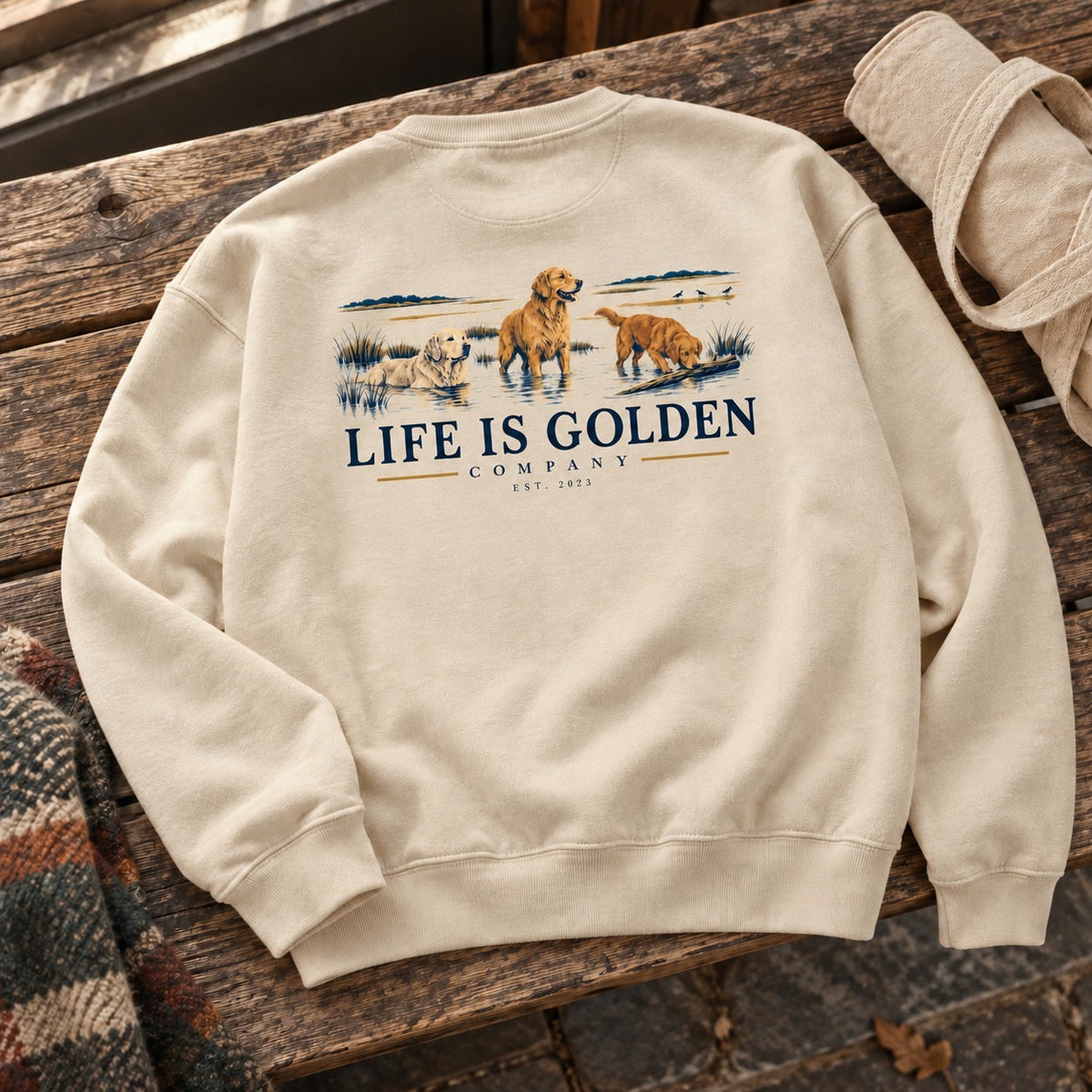 Salt Marsh Trio Crewneck — context (revised artwork)
