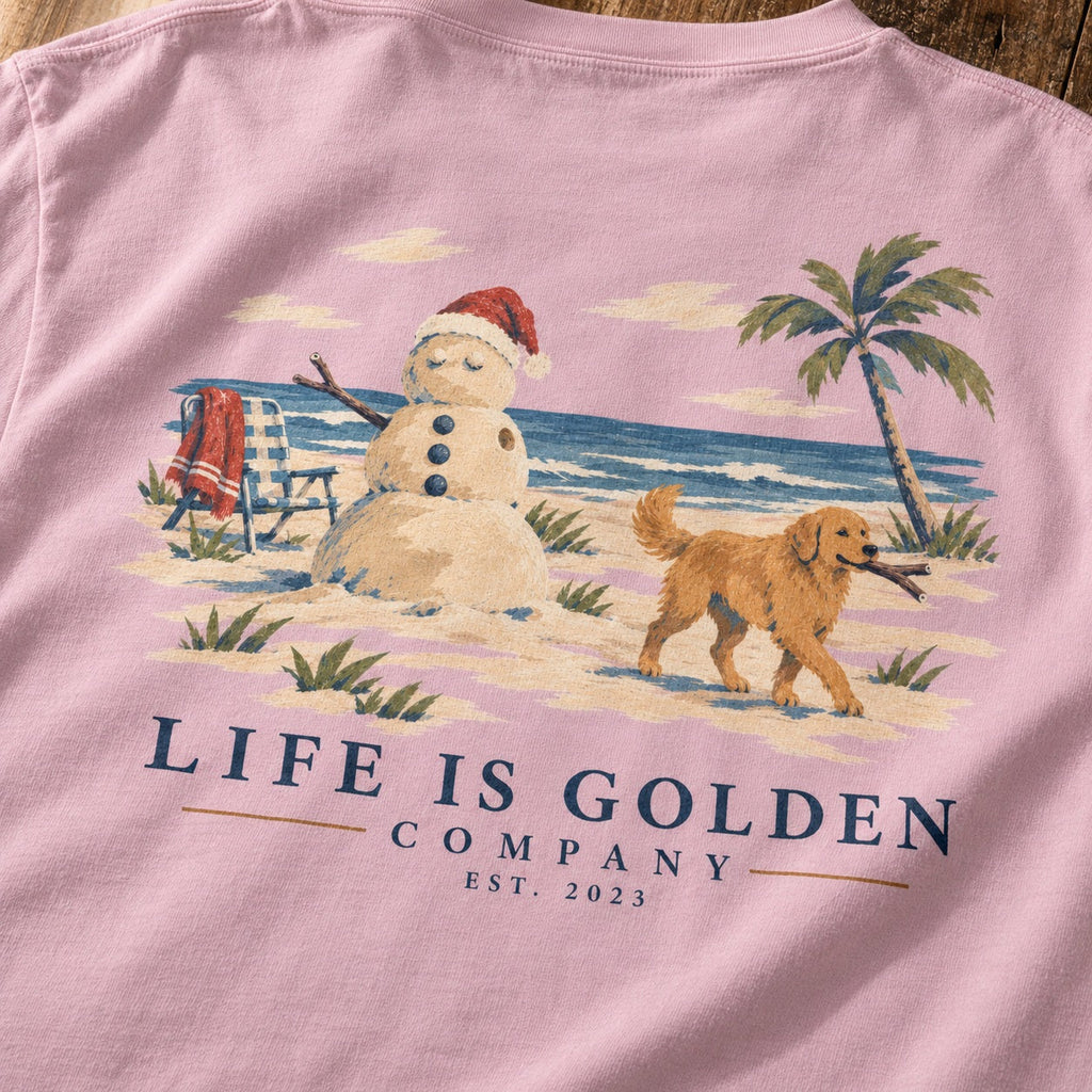Sandman Fetch Heavyweight Tee — Blossom — close-up print and fabric detail