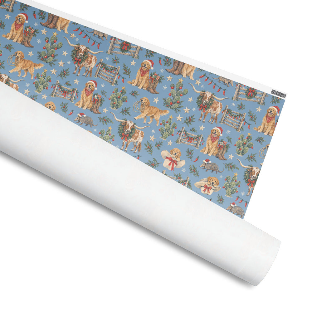Lone Star Christmas Wrapping Paper — rolled, printed side out