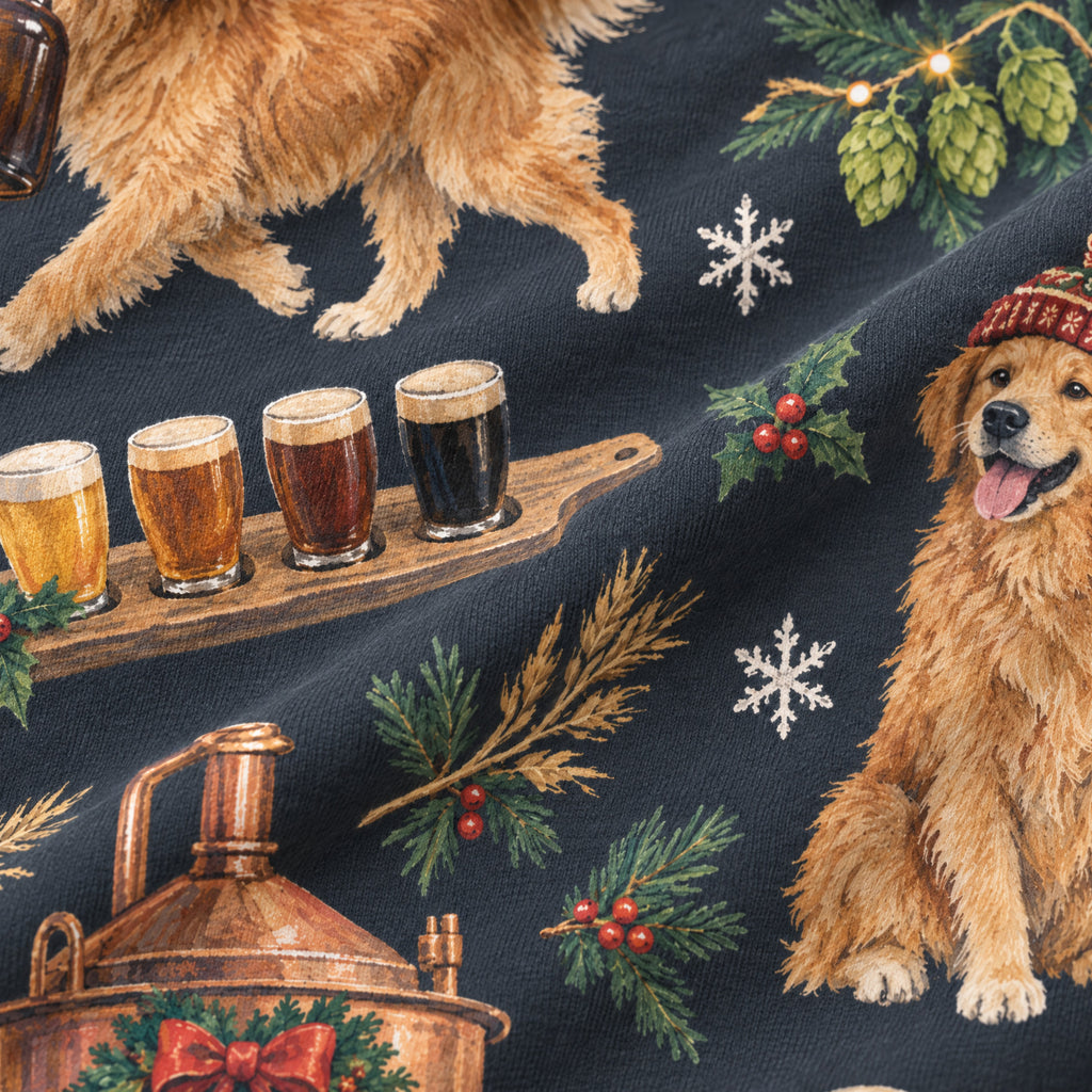 Brewmaster's Christmas Kids' Lounge Pants — close-up of the print