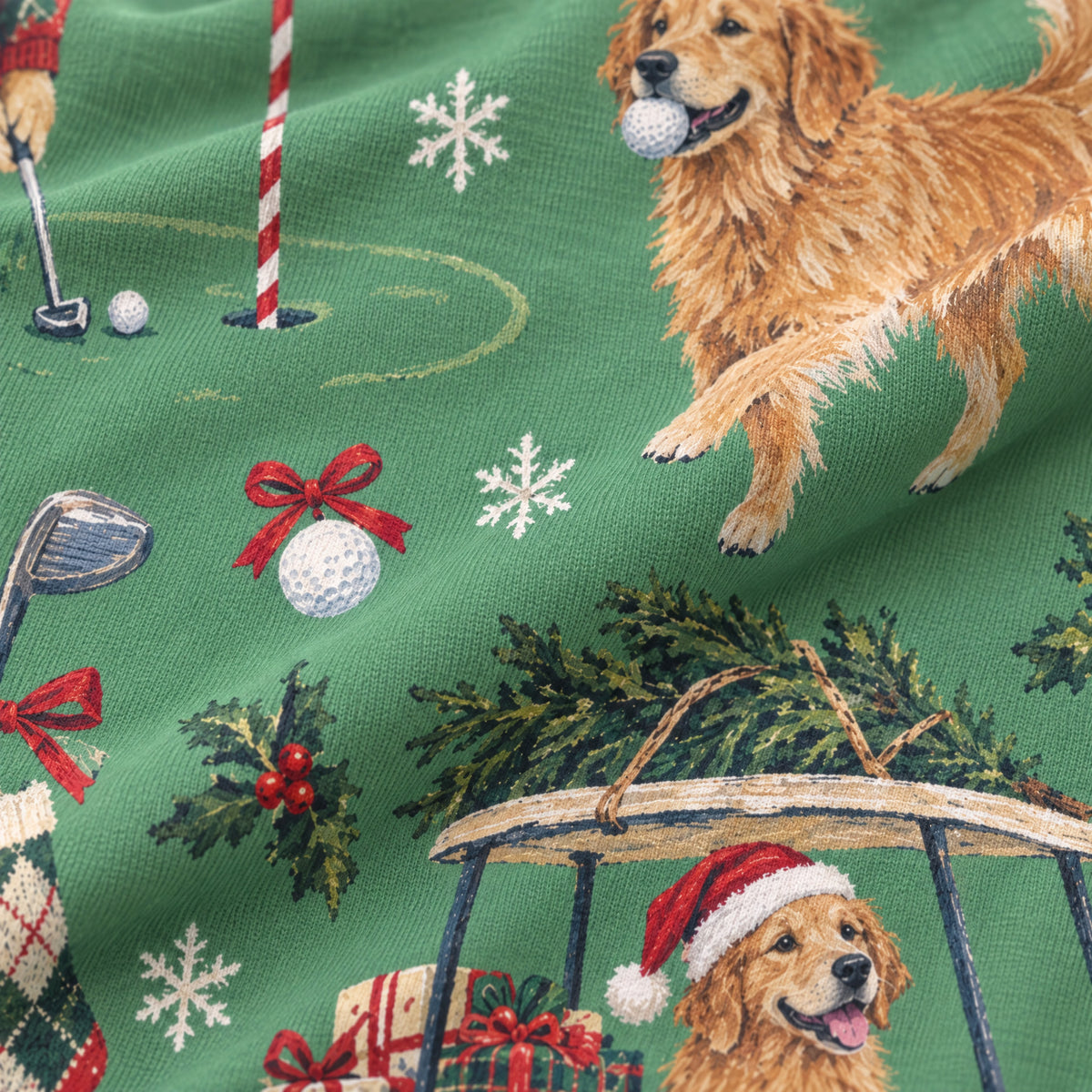 Holiday Rounds Wide-Leg Pajama Pants — close-up of the print