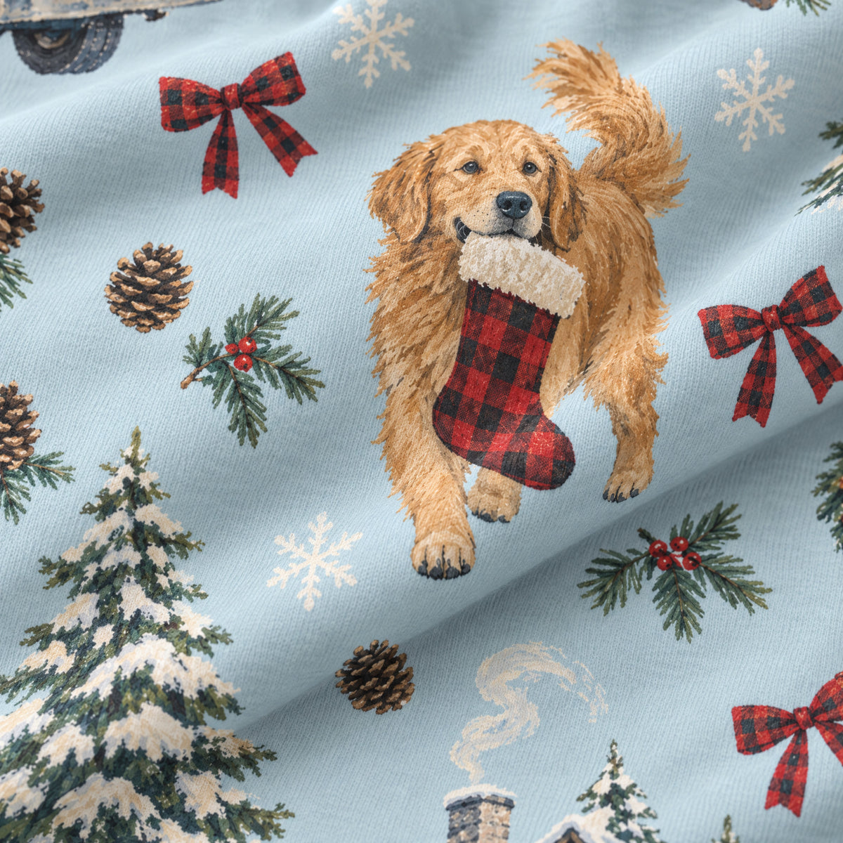 Tree Farm Christmas Kids' Lounge Pants — close-up of the print