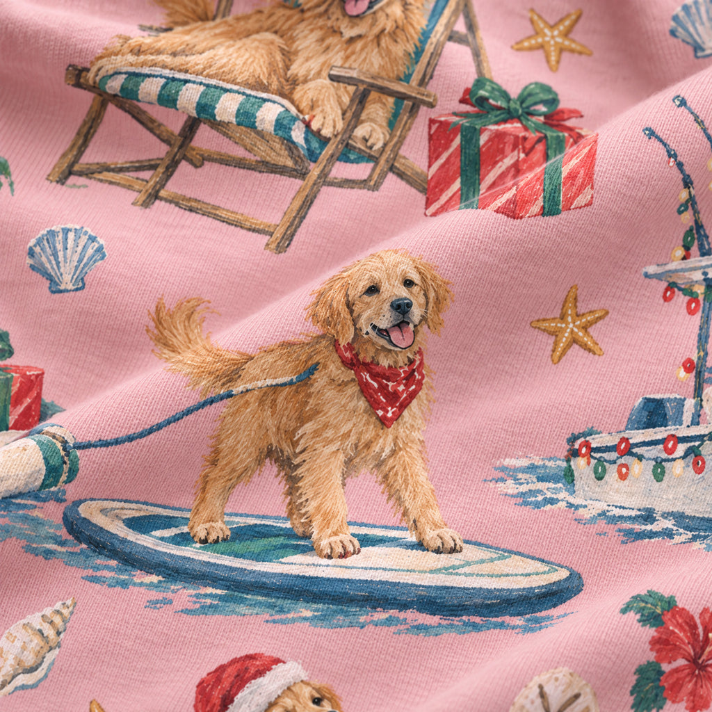 Sunshine State Santa Kids' Lounge Pants — close-up of the print