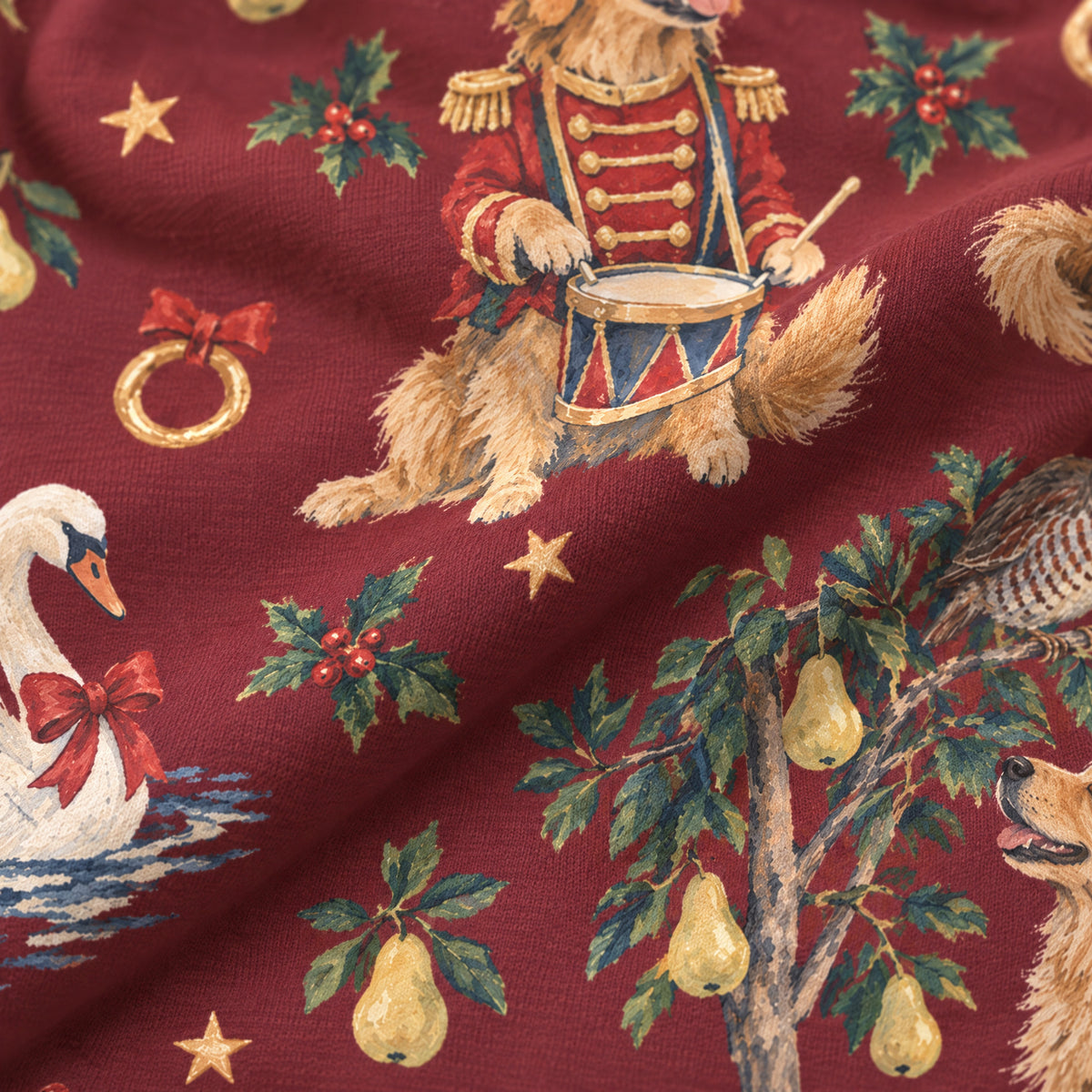 Five Golden Rings Kids' Lounge Pants — close-up of the print