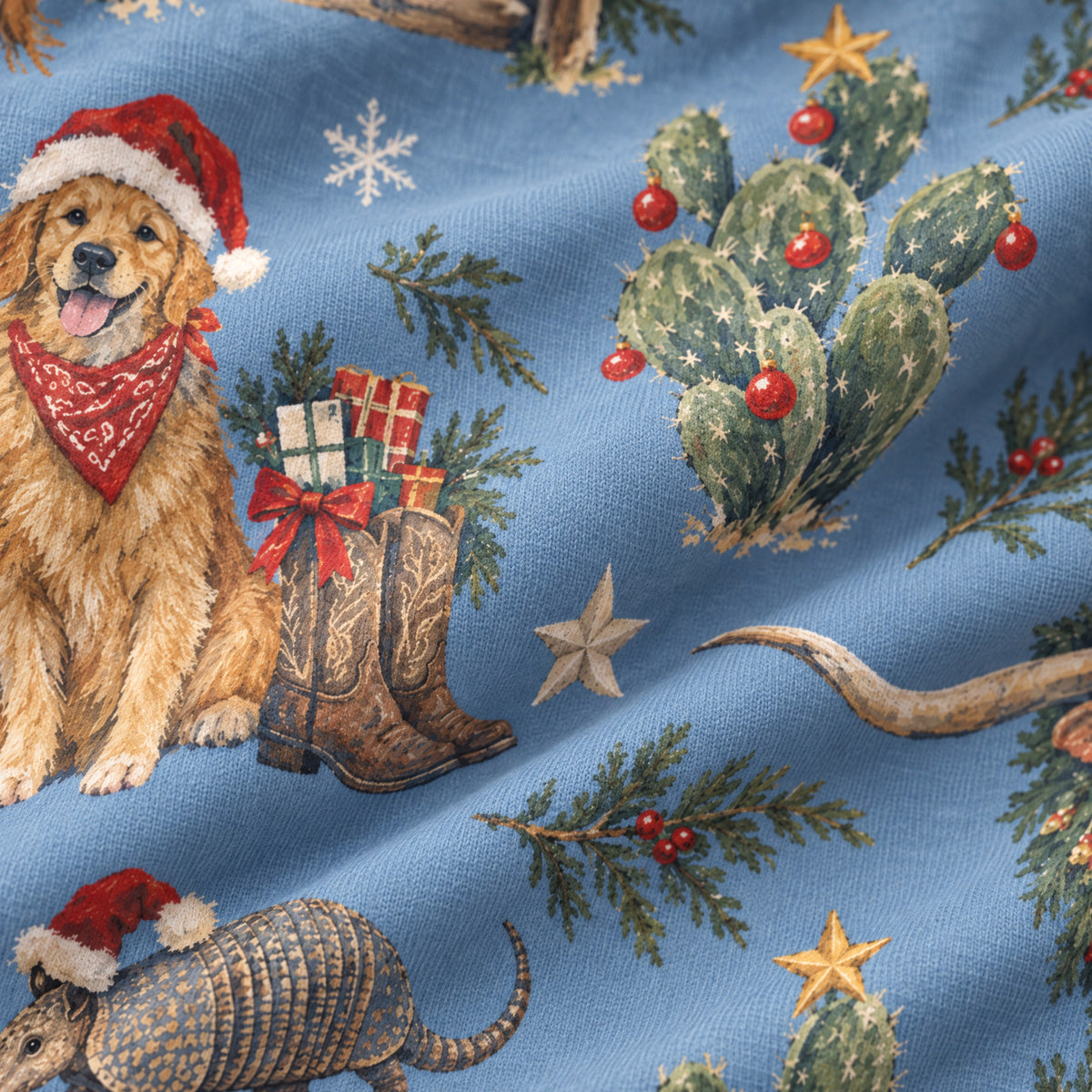Lone Star Christmas Kids' Lounge Pants — close-up of the print