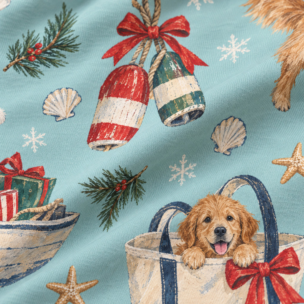 Holiday Harbor Wide-Leg Pajama Pants — close-up of the print