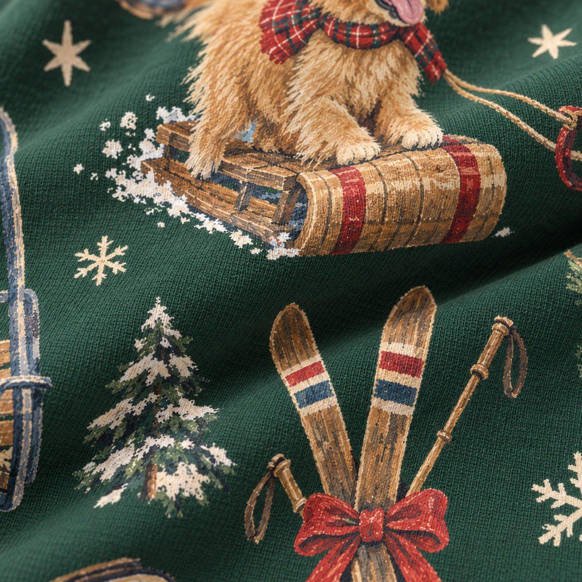 Après-Ski Goldens Sweatshirt — close-up of the print
