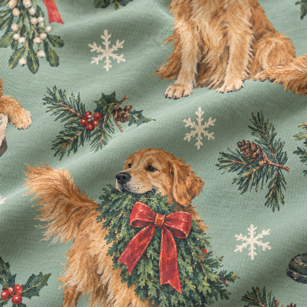 Retrieving Christmas Kids' Lounge Pants — close-up of the print