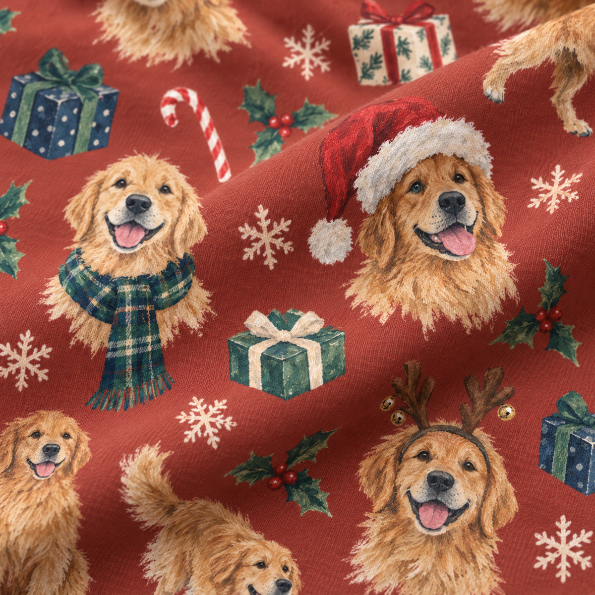 Santa Paws Kids' Lounge Pants — close-up of the print