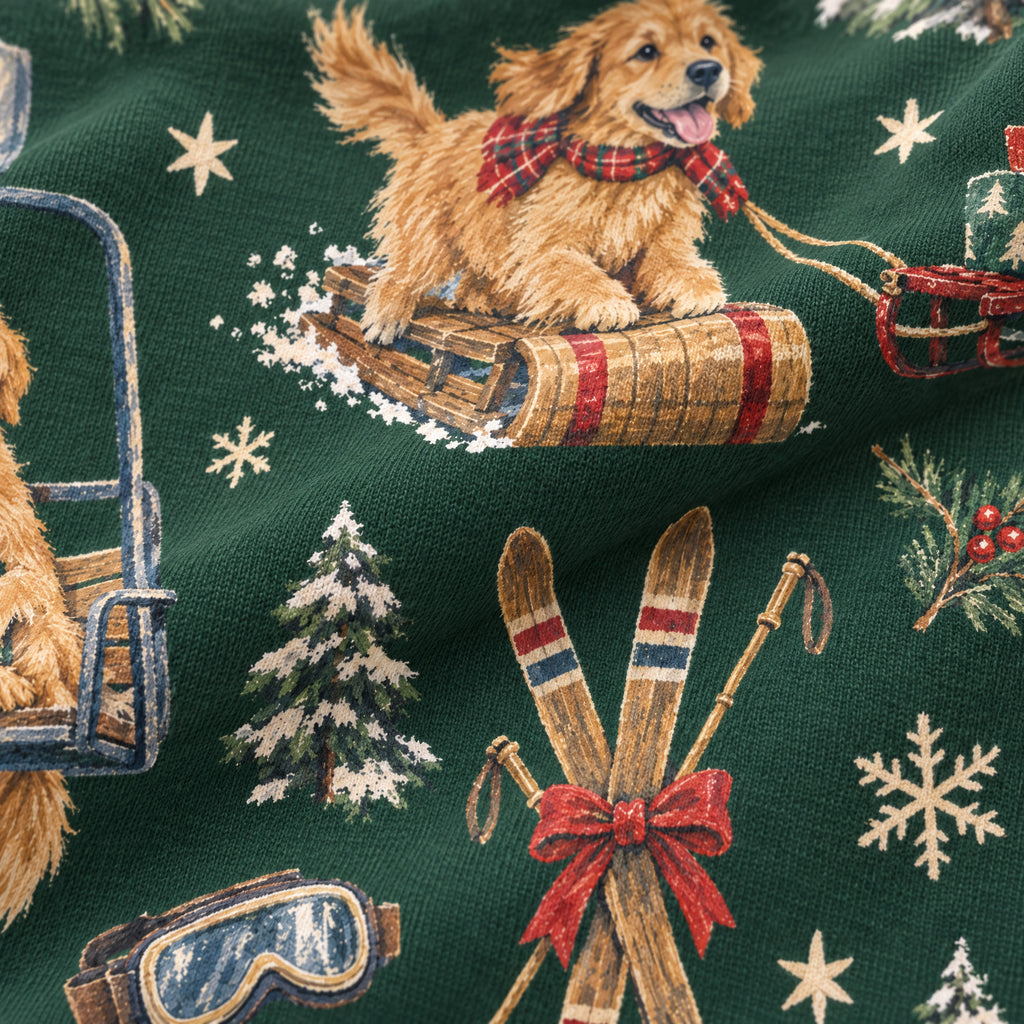 Après-Ski Goldens Kids' Lounge Pants — close-up of the print