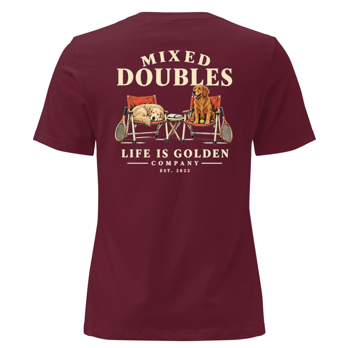 Mixed Doubles Women's Relaxed Tee — Maroon