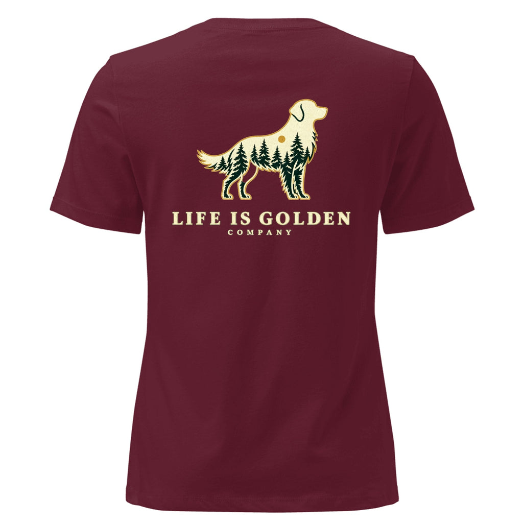 Forest Golden Women's Relaxed Tee — Maroon