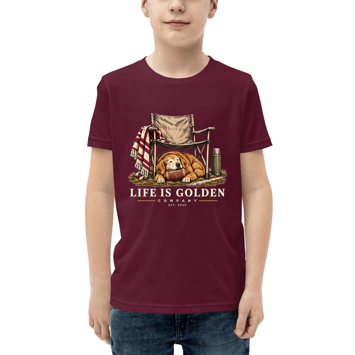 Camp Chair Companion Youth Tee — Maroon