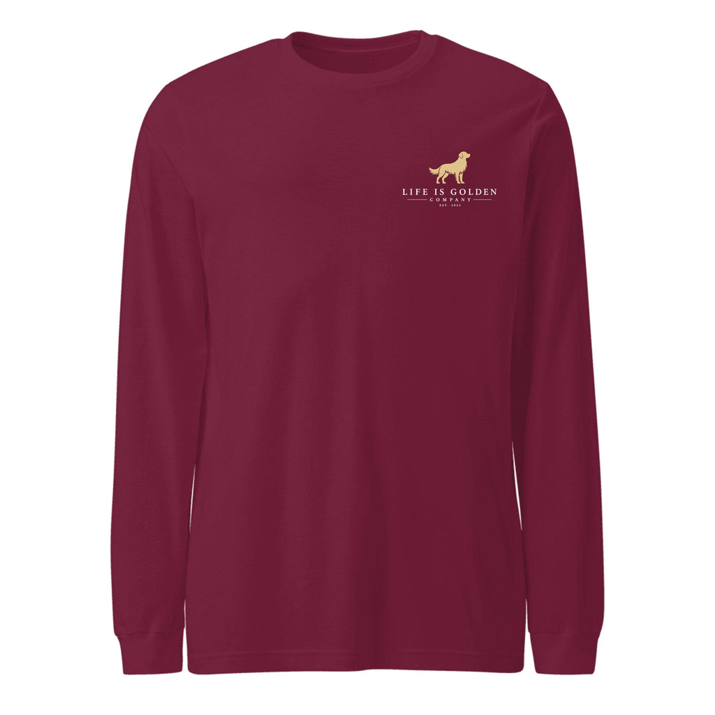 The Last Bonfire Long-Sleeve — Maroon (front)